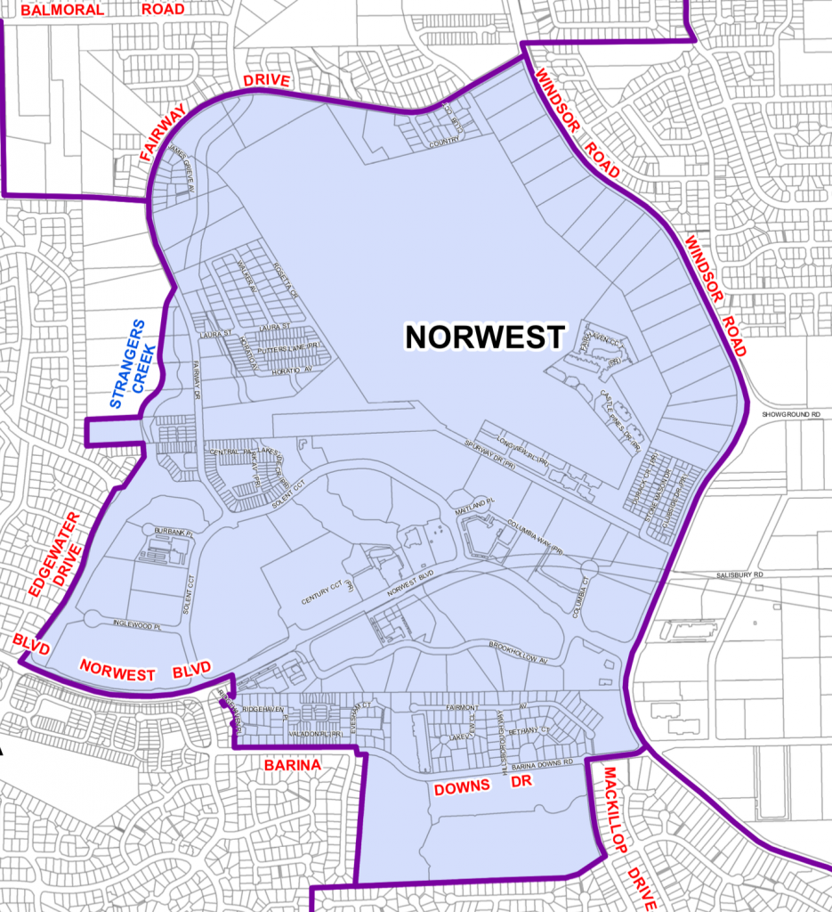 Norwest suburb boundaries
